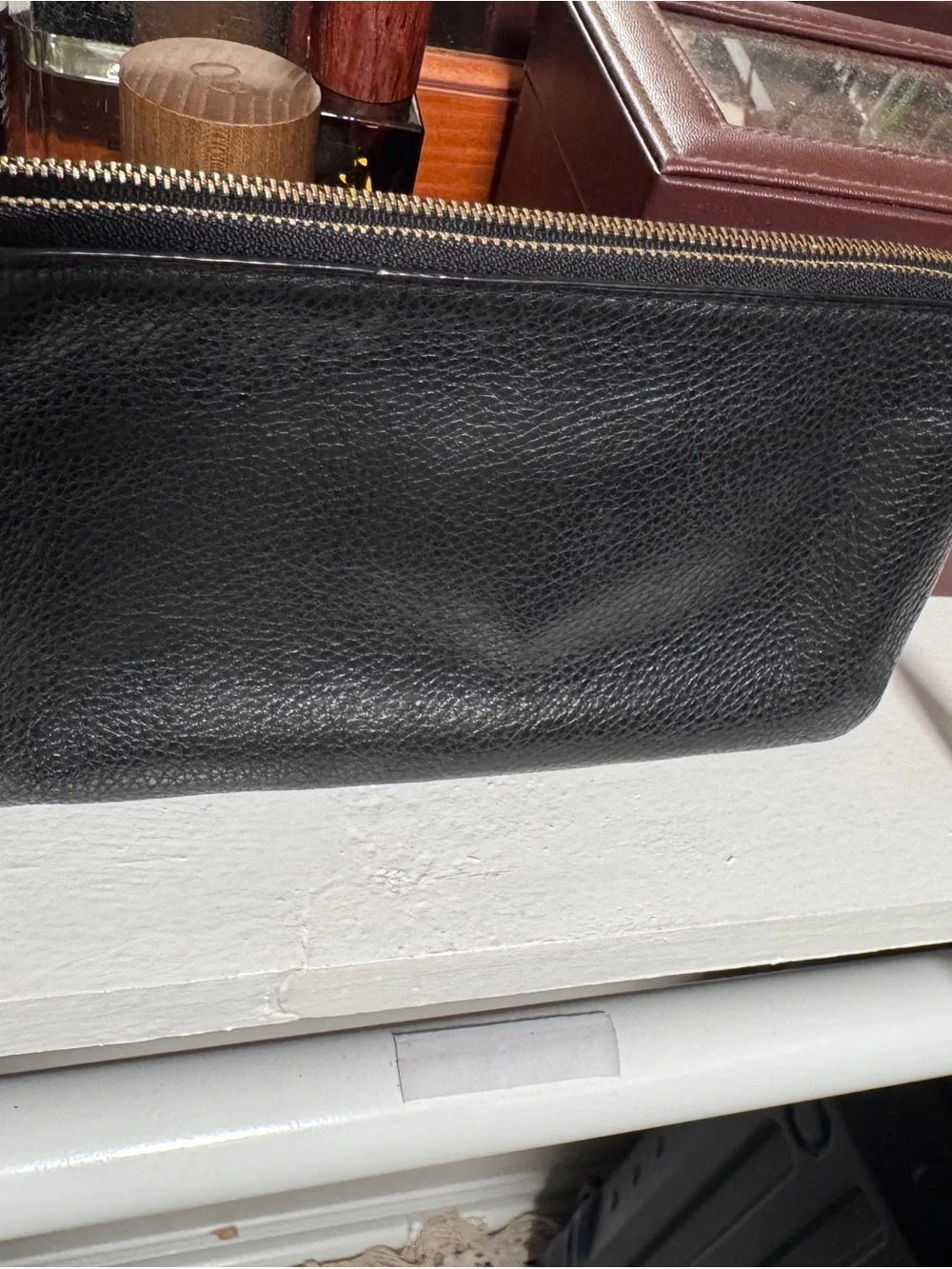 Coach black leather wristlet